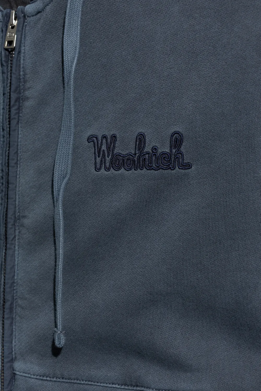 Logo Embroidered Zipped Drawstring Hoodie
