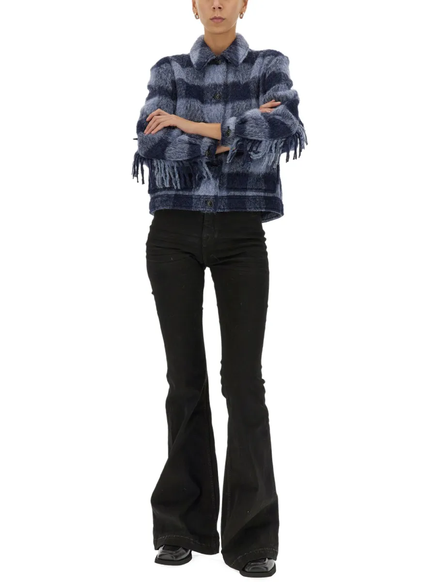 Check-Pattern Buttoned Shirt Jacket