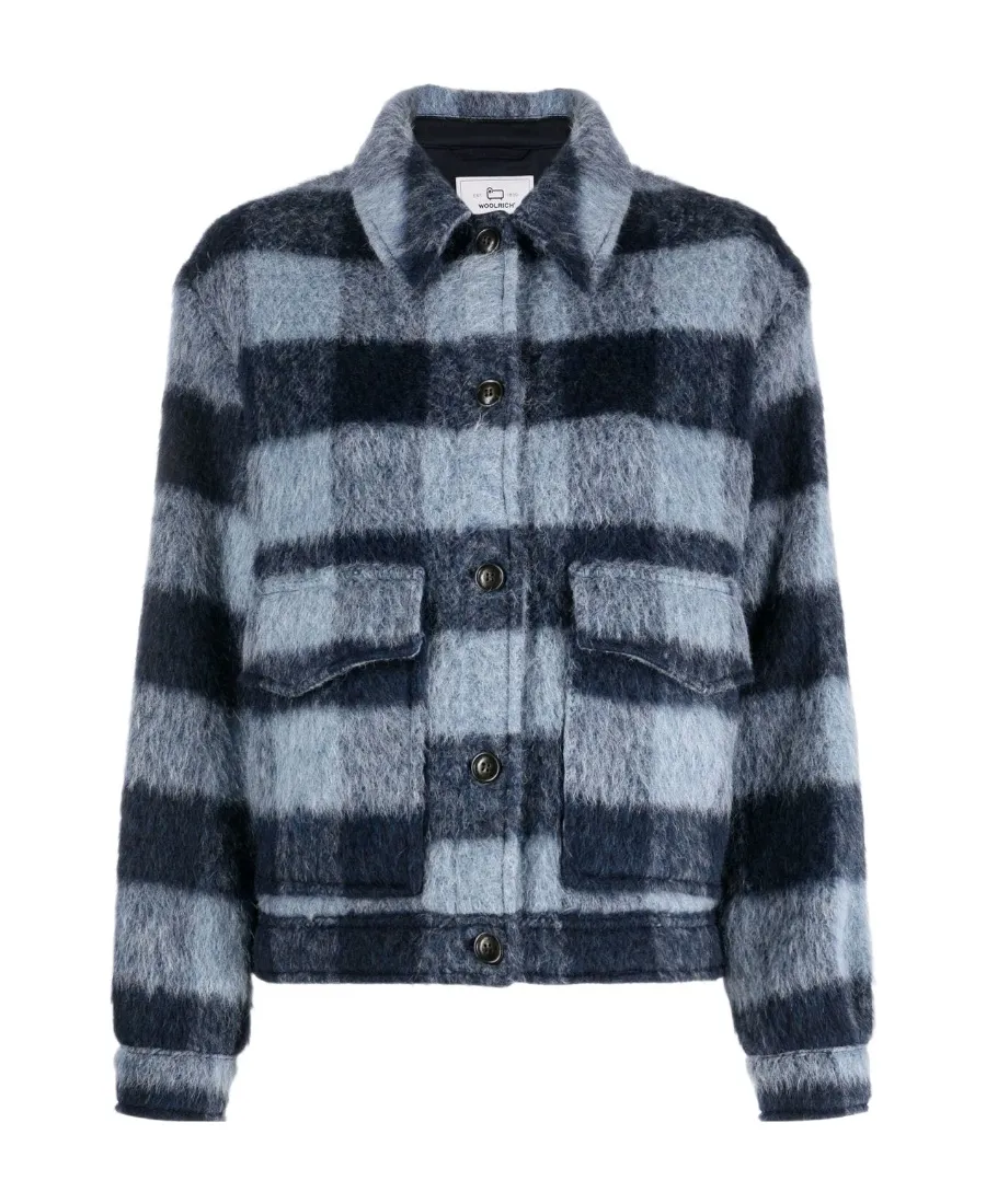 Check-Pattern Buttoned Shirt Jacket