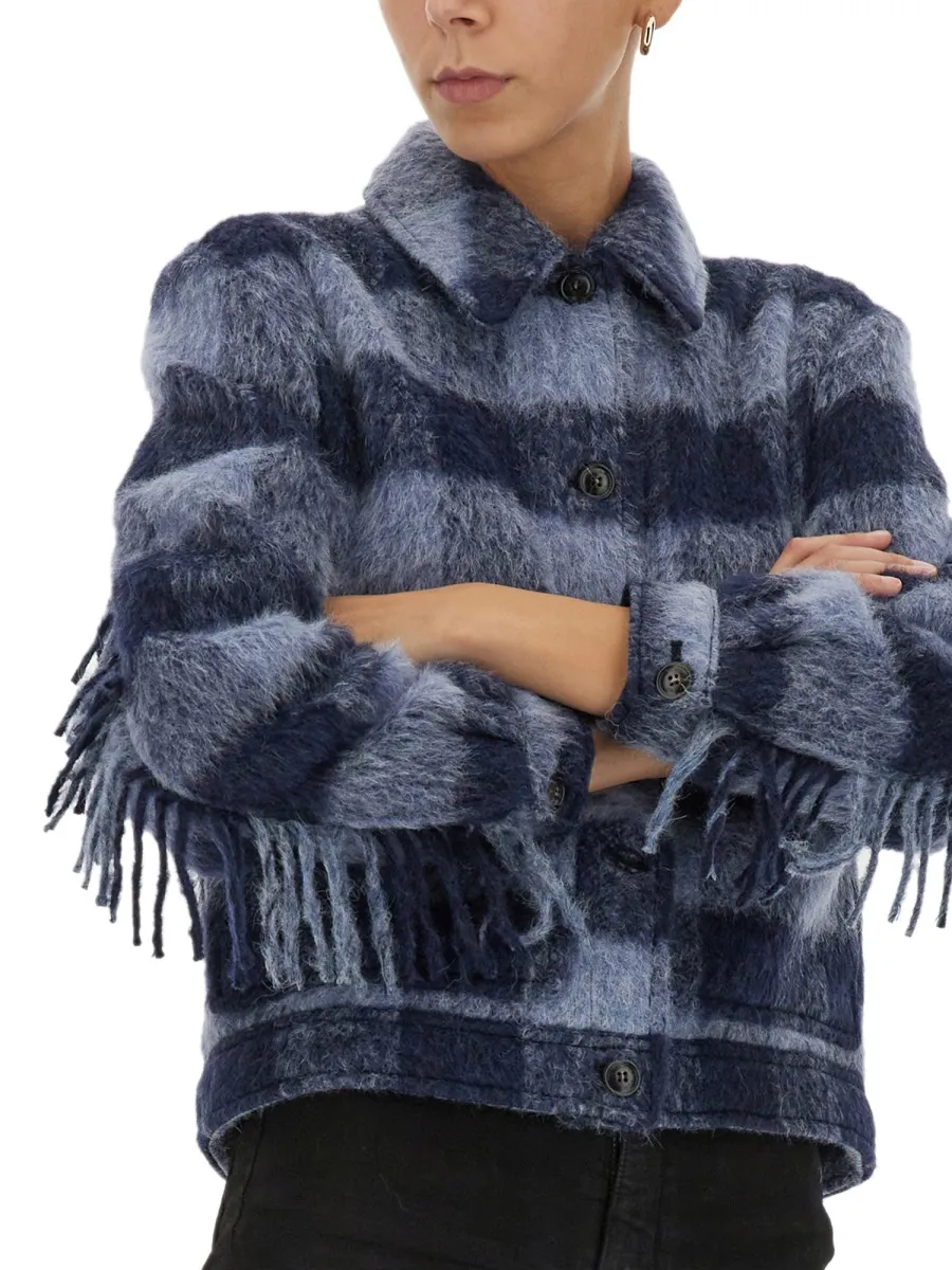 Check-Pattern Buttoned Shirt Jacket