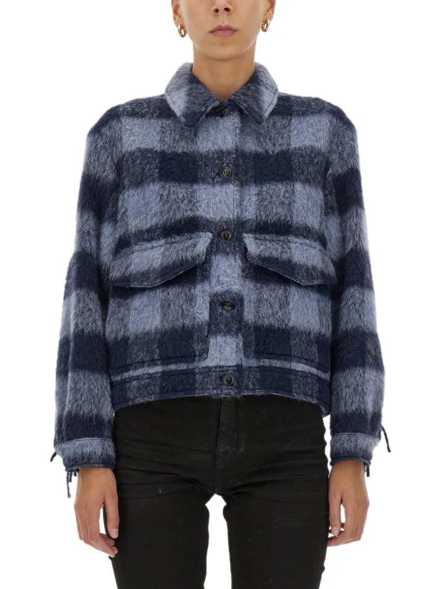Check-Pattern Buttoned Shirt Jacket