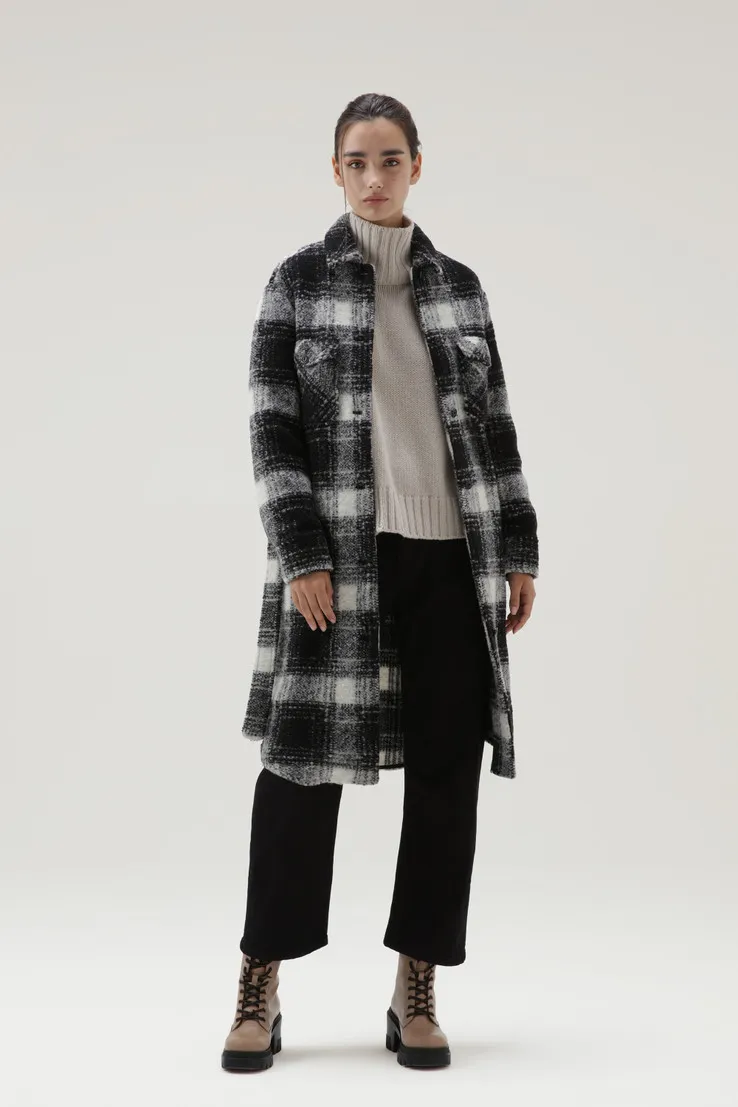 Belted-Waist Checkered Coat