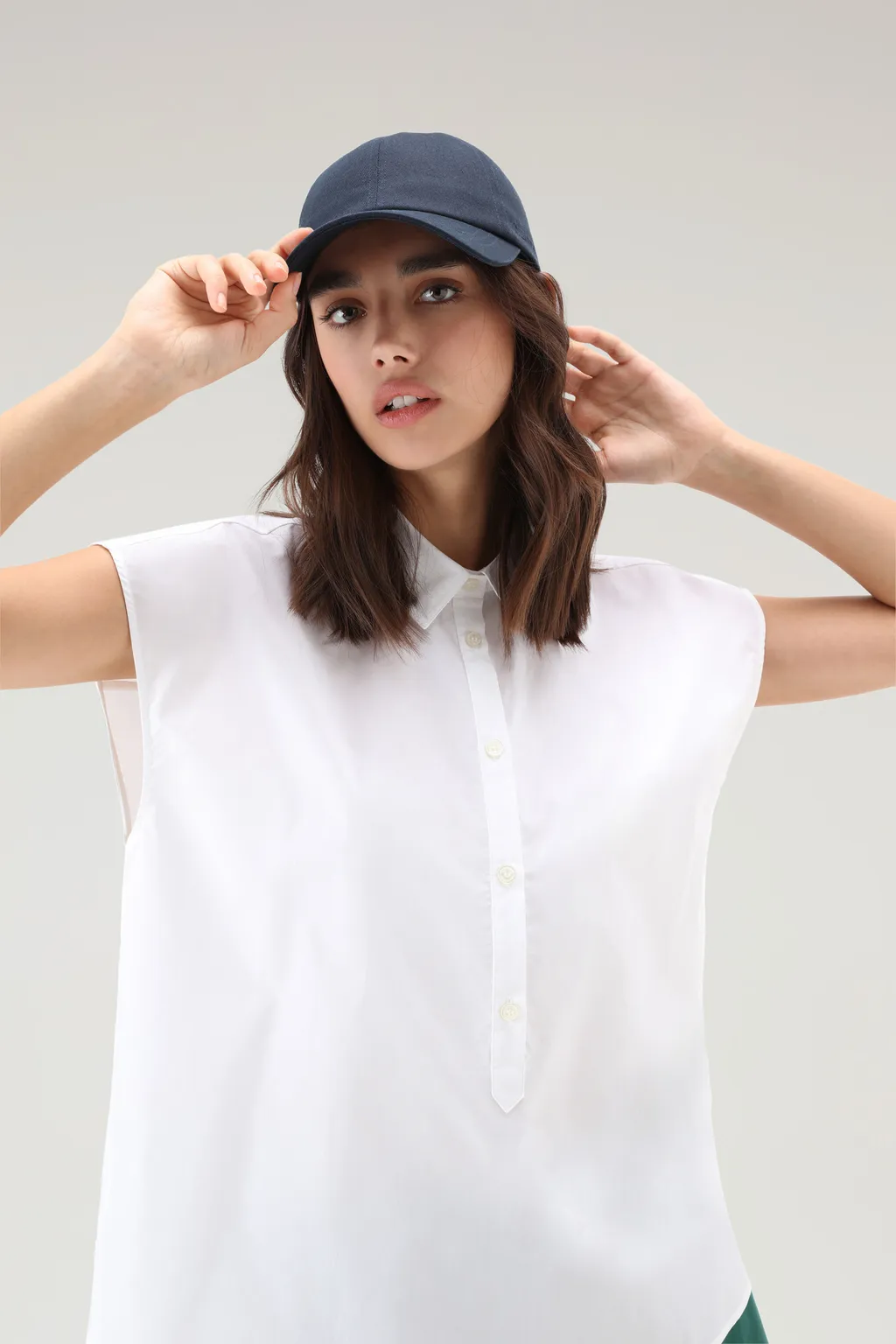 Cap-Sleeved Buttoned Shirt