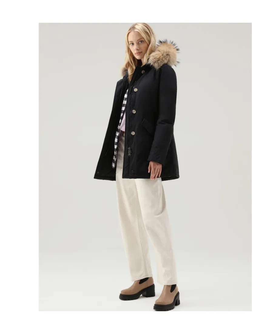 Fur-Trimmed Hooded Padded Coat