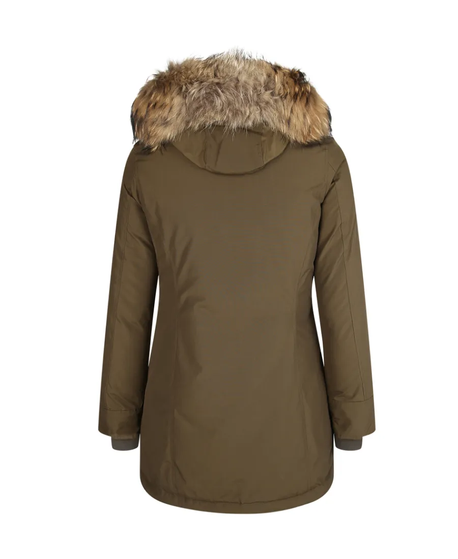 Fur-Trimmed Hooded Padded Coat