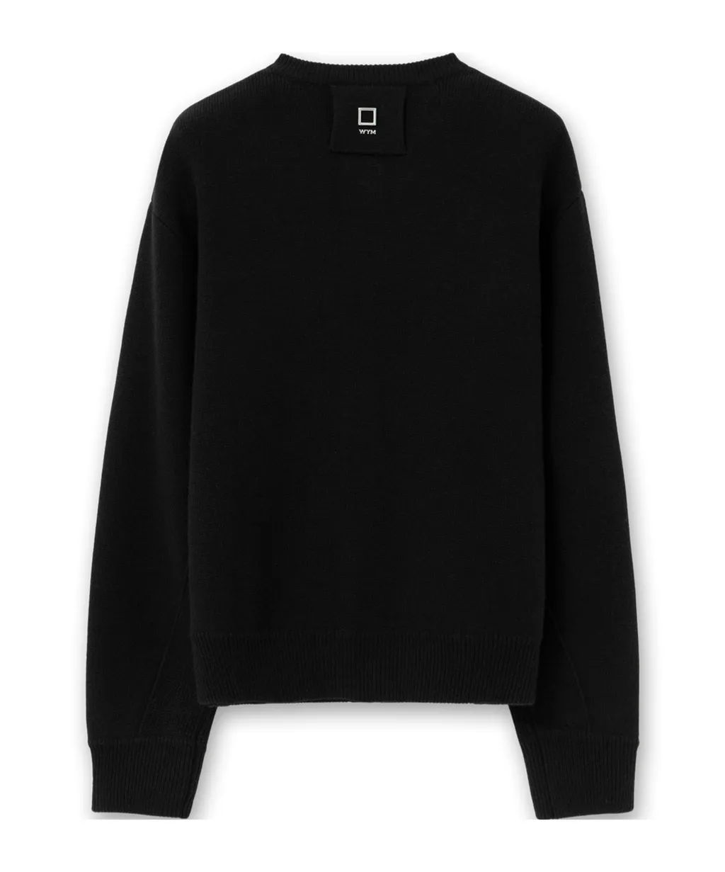 Logo Patch Crewneck Cardigan