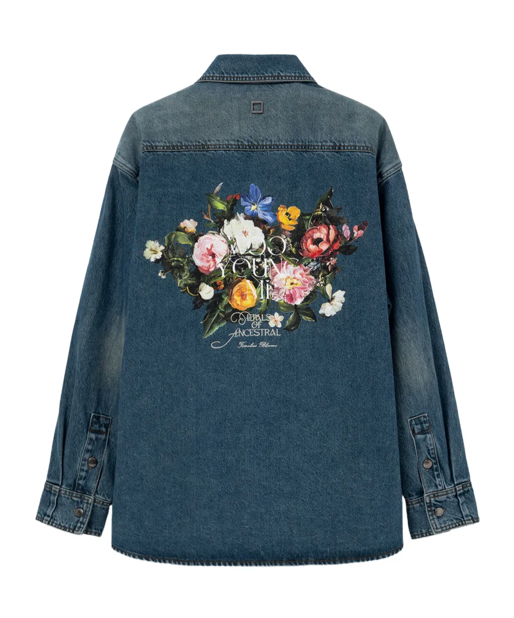 Floral Embroidered Denim Shirt