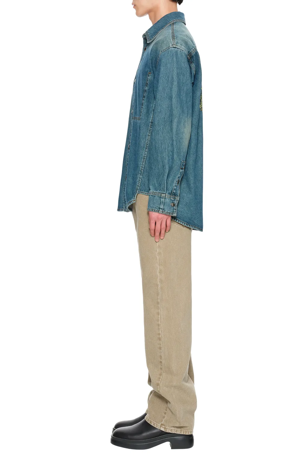Floral Embroidered Denim Shirt