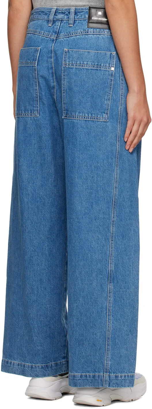 Embossed Patch Denim Trousers