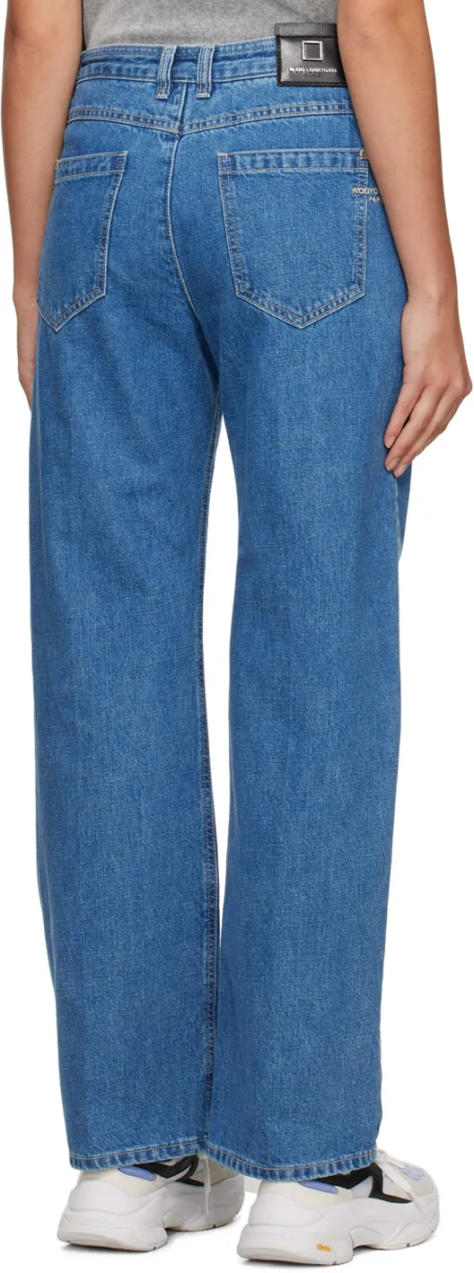 Embossed Patch Denim Trousers