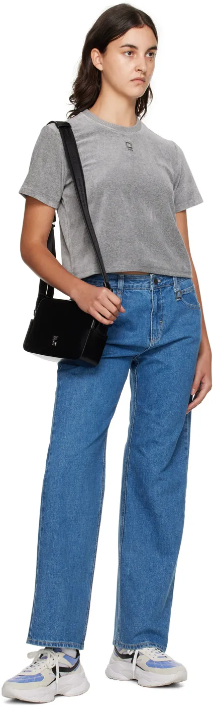Embossed Patch Denim Trousers