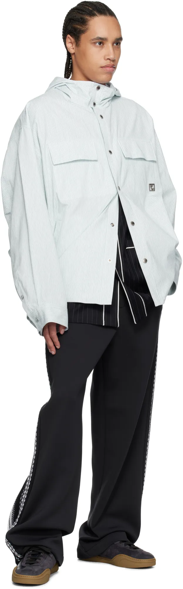 Stripe Hooded Shirt