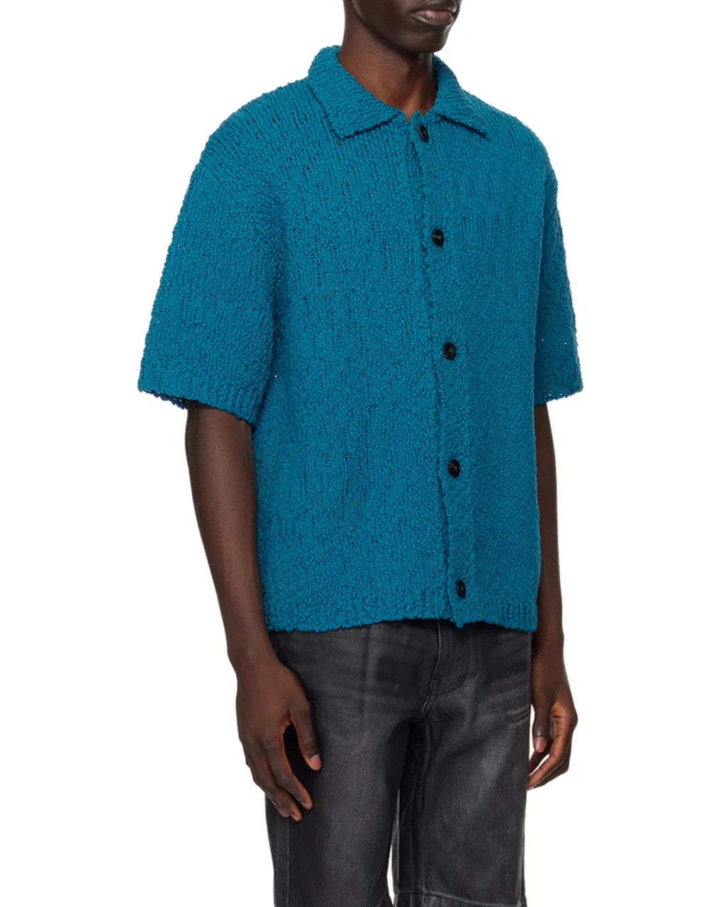 Hollowed-Out Short-Sleeved Sweater