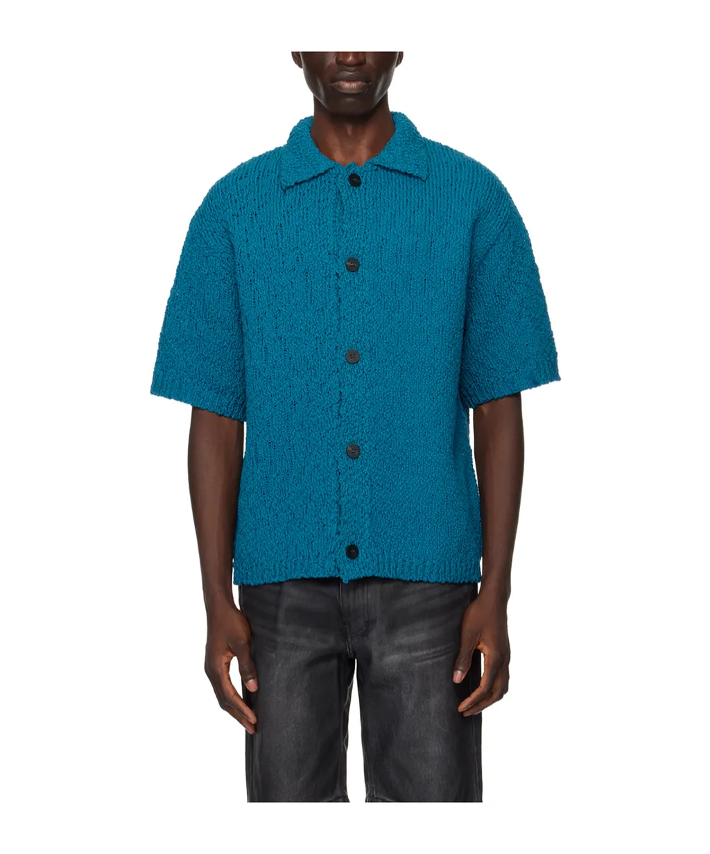 Hollowed-Out Short-Sleeved Sweater