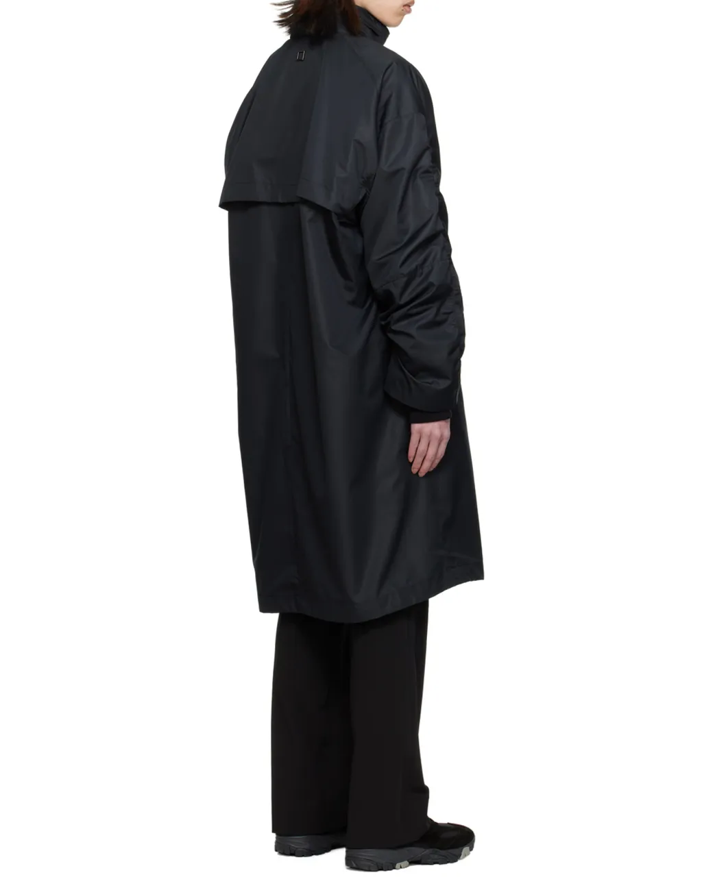 Pleated Stand-Neck Coat
