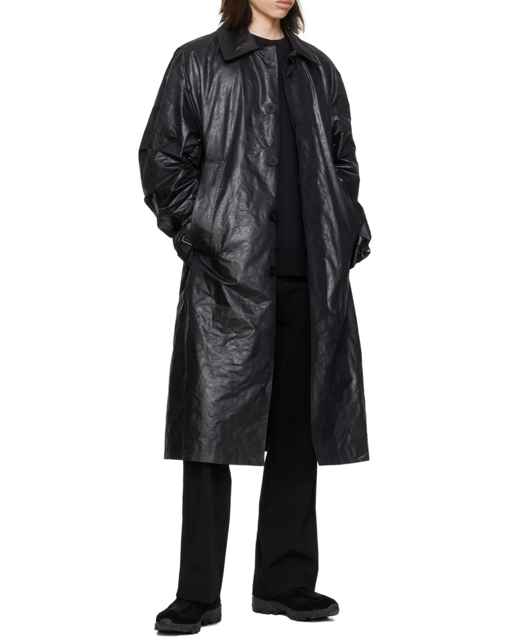 Pleated Lapel Coat
