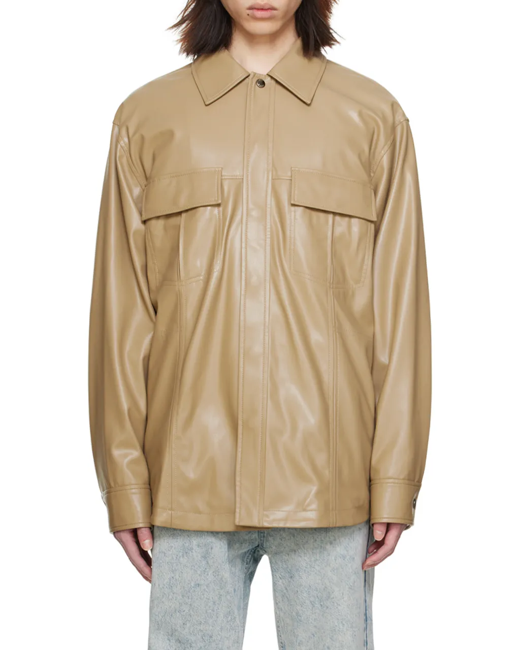 Point-Neck Long-Sleeved Shirt