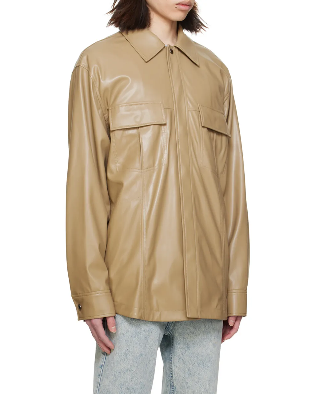 Point-Neck Long-Sleeved Shirt