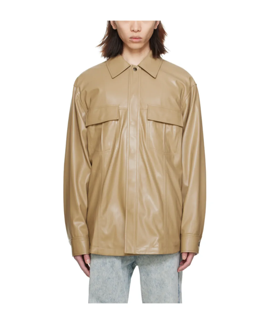 Point-Neck Long-Sleeved Shirt