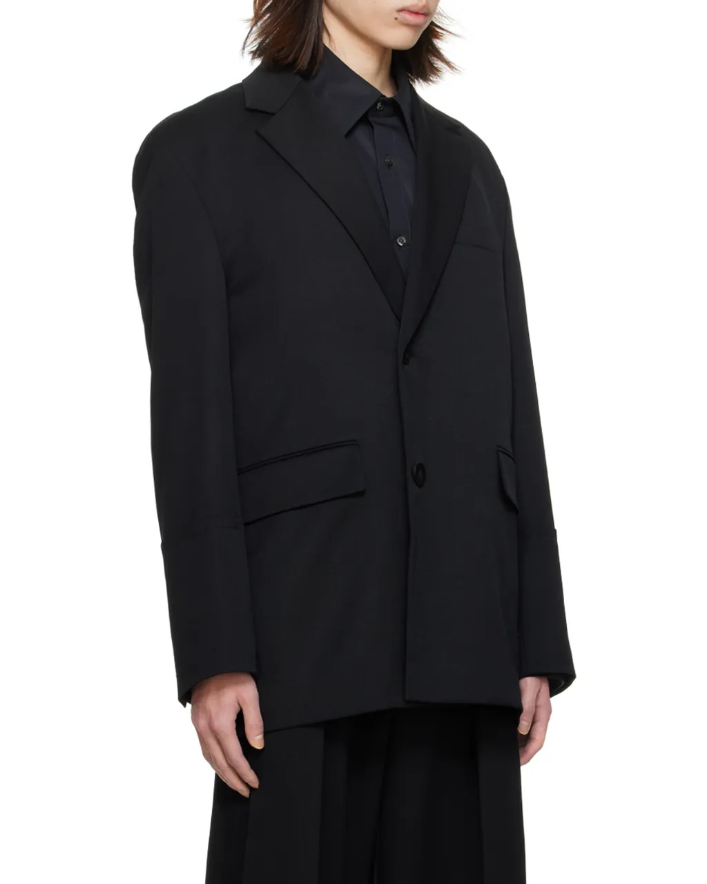 Wool Suit Jacket With Flat Collar