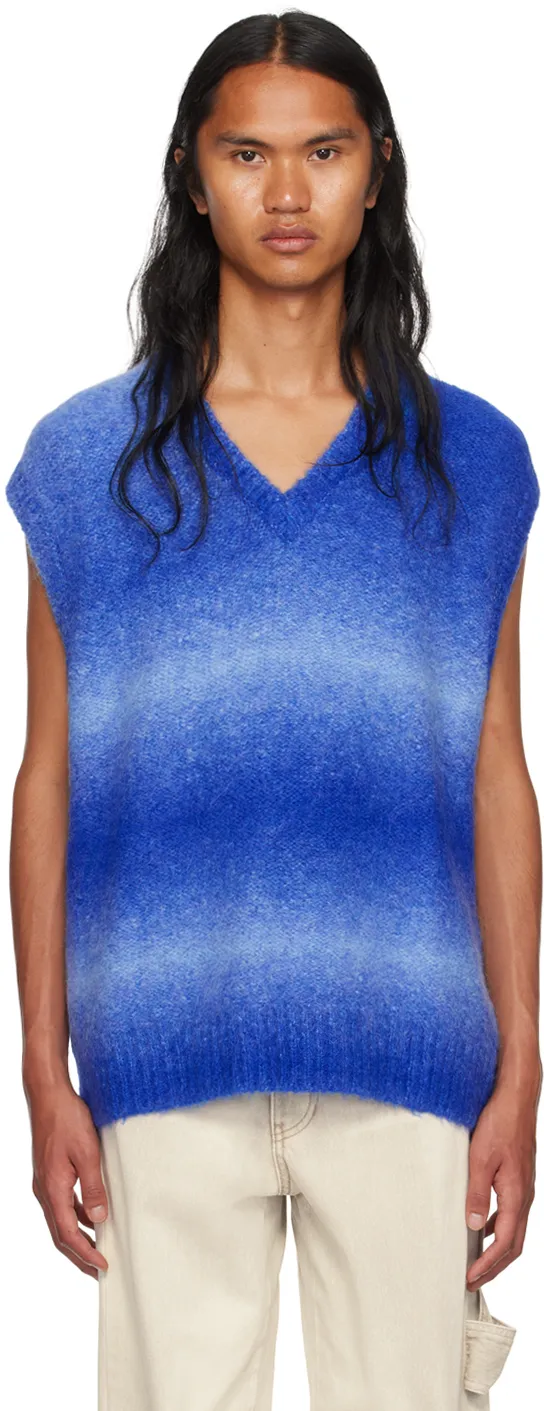 Gradient Stripe Sleeveless V-Neck Sweater