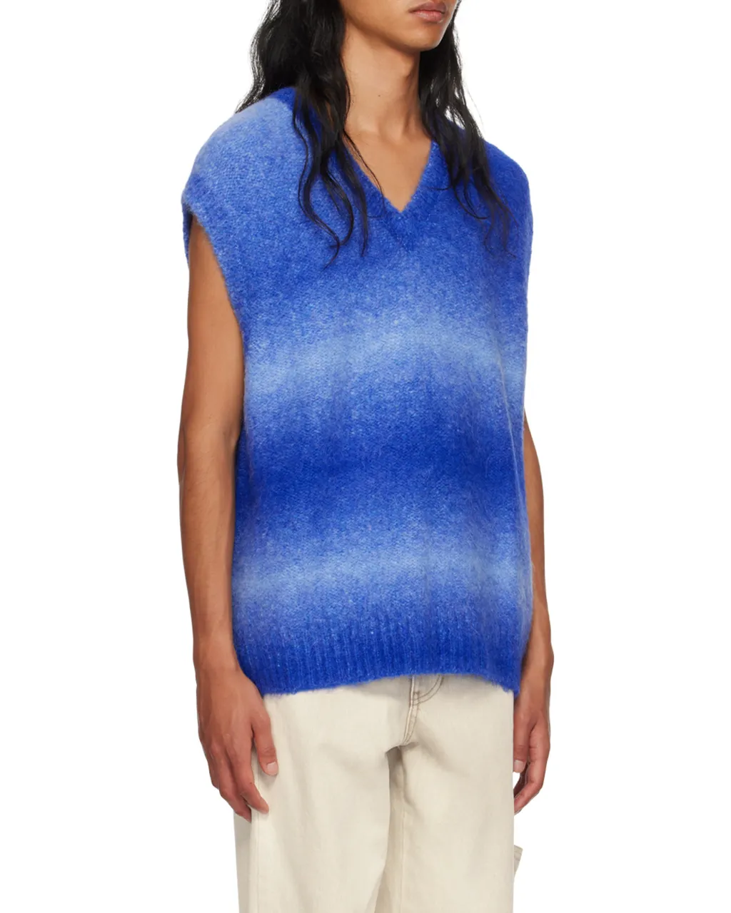 Gradient Stripe Sleeveless V-Neck Sweater