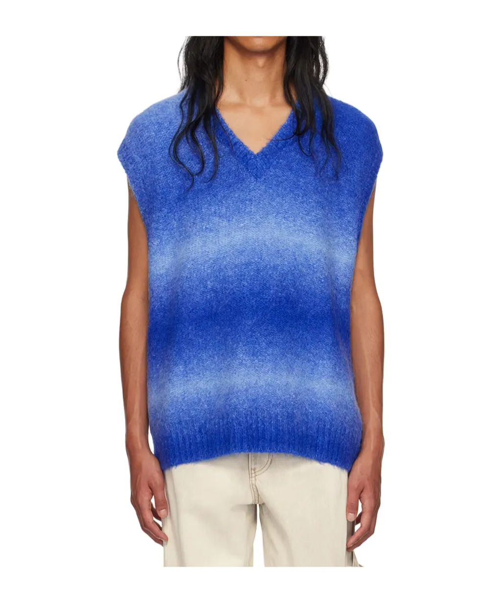 Gradient Stripe Sleeveless V-Neck Sweater