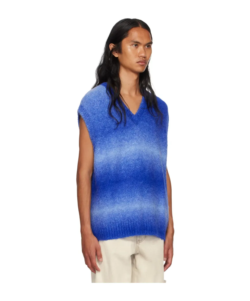 Gradient Stripe Sleeveless V-Neck Sweater