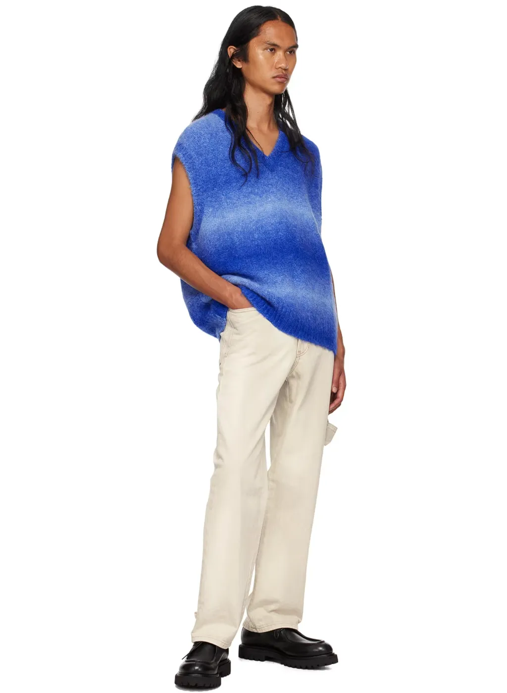 Gradient Stripe Sleeveless V-Neck Sweater