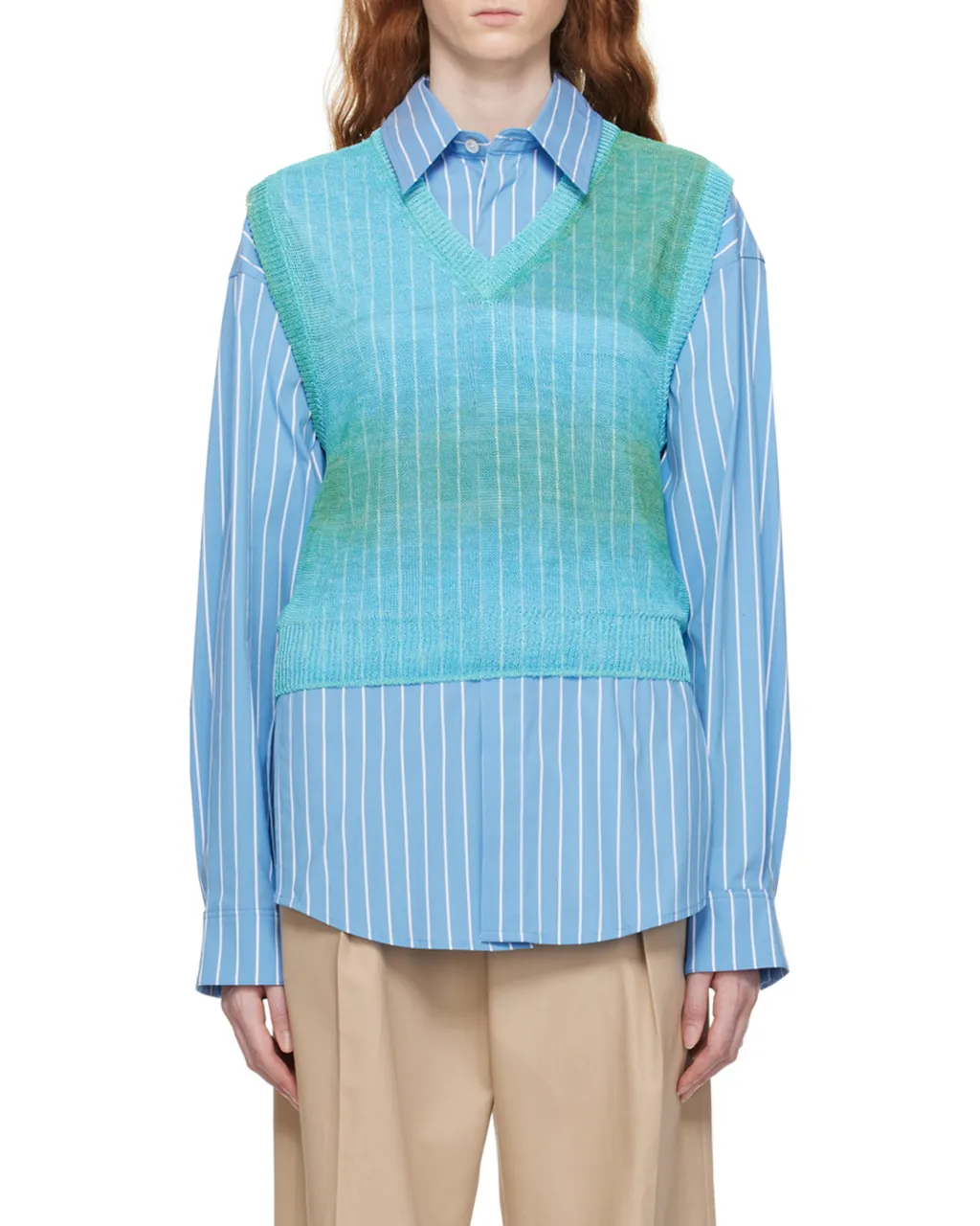 Graded Stripe Pattern Knitted Vest