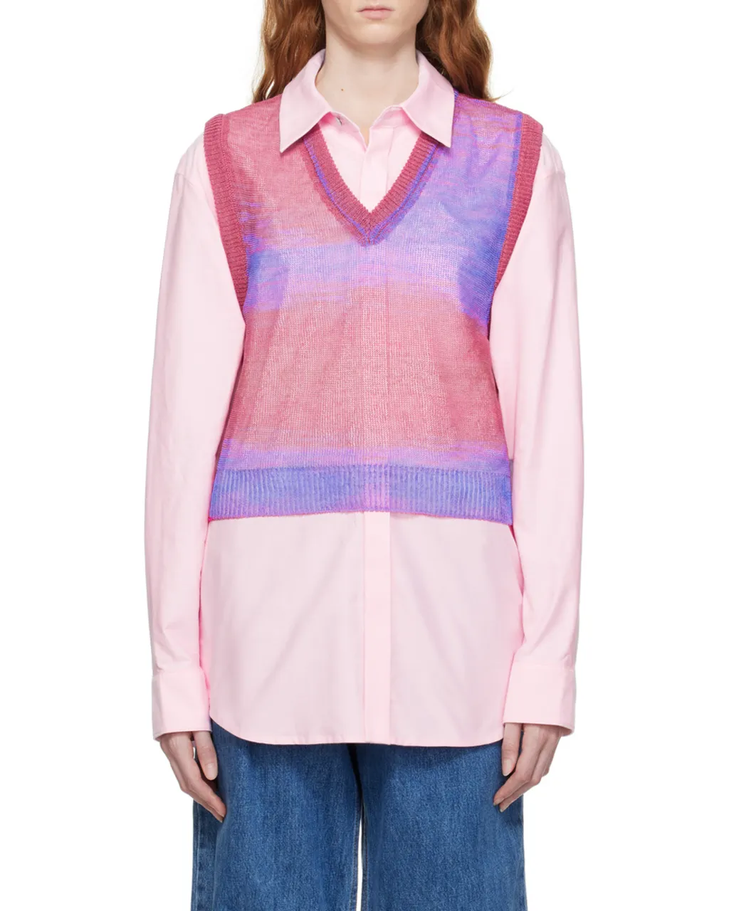 Graded Stripe Pattern Knitted Vest