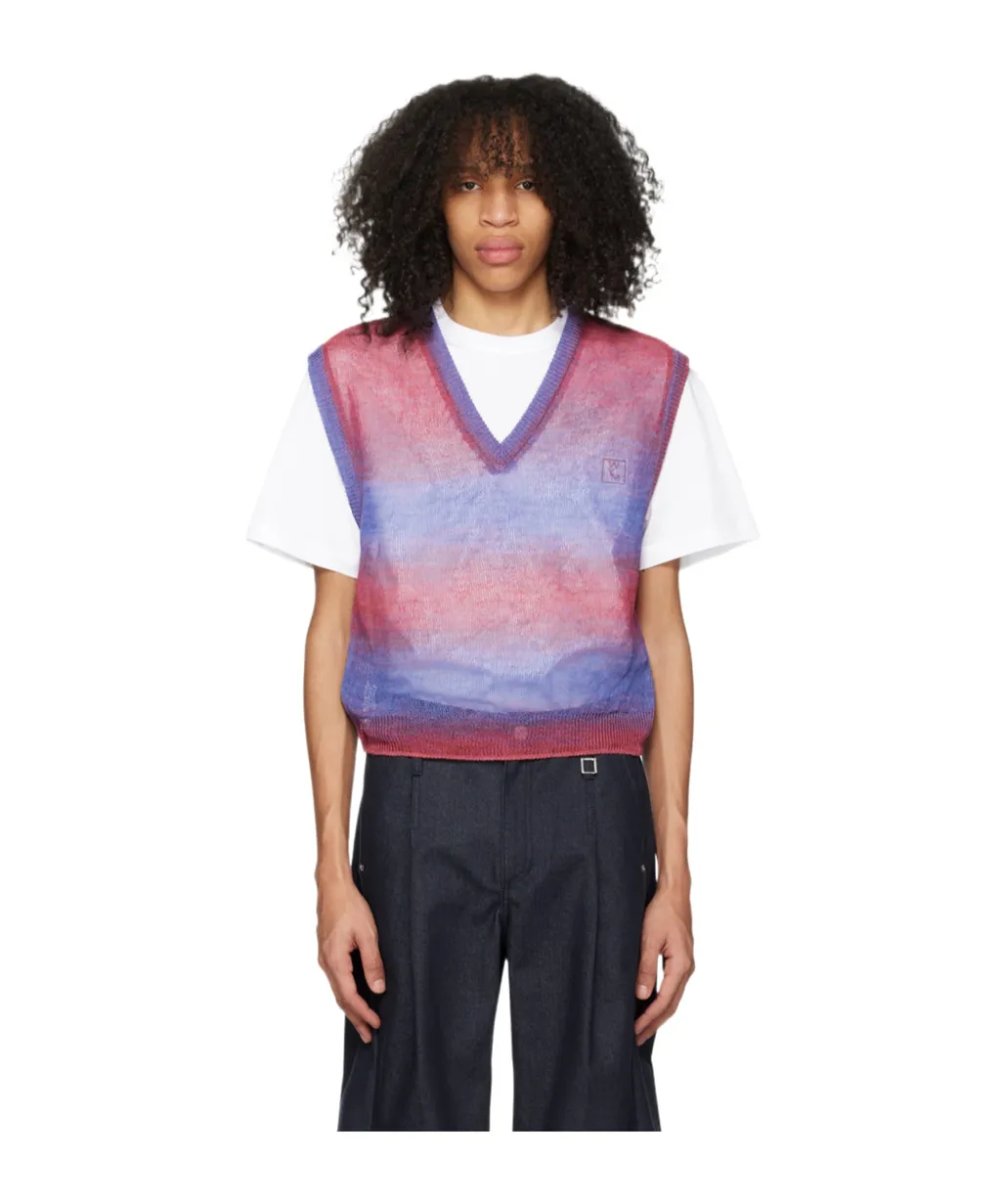 Graded Stripe Pattern Knitted Vest