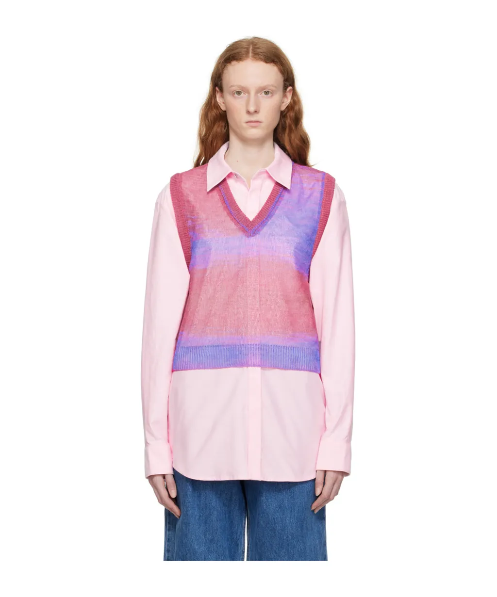 Graded Stripe Pattern Knitted Vest