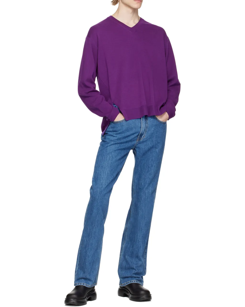 V-Neck Long-Sleeved Sweater