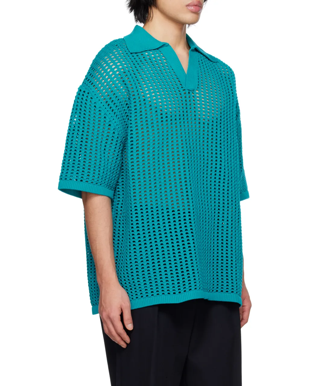 Open Collar Knit Polo