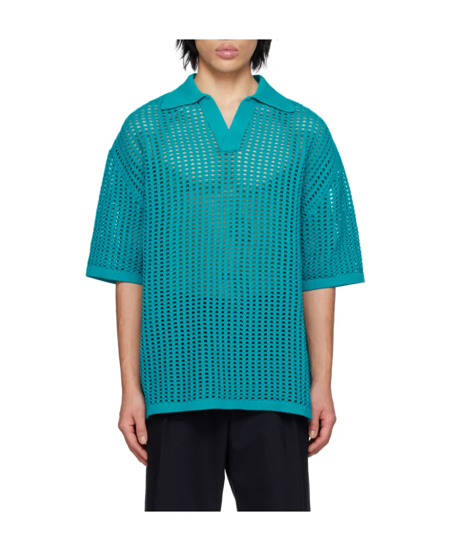 Open Collar Knit Polo