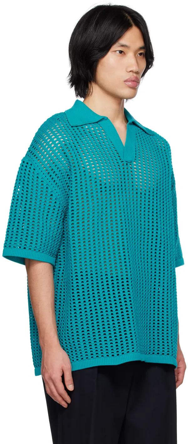 Open Collar Knit Polo
