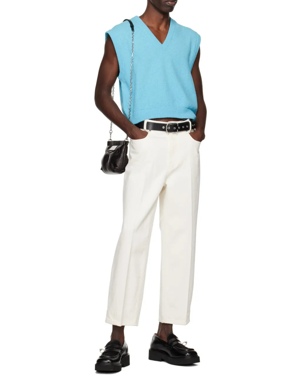 V-Neck Knitted Detail Vest