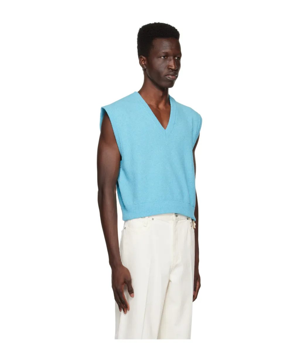 V-Neck Knitted Detail Vest
