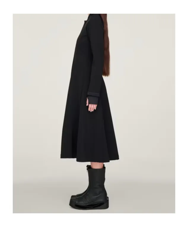 Padded-Details Pleated Midi Dress