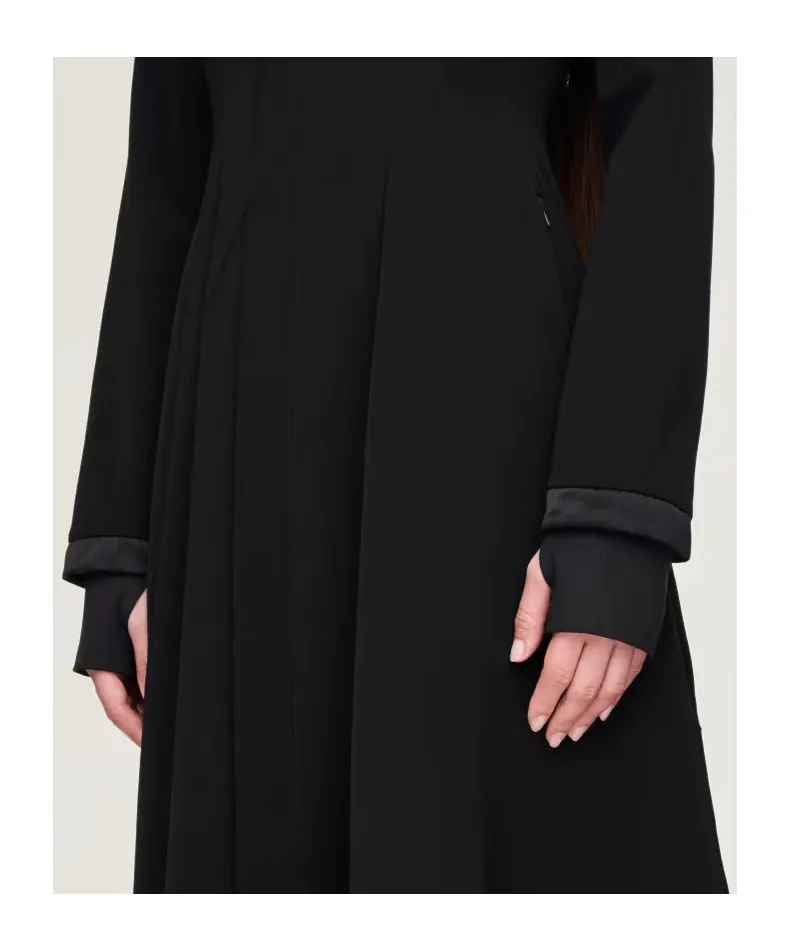 Padded-Details Pleated Midi Dress