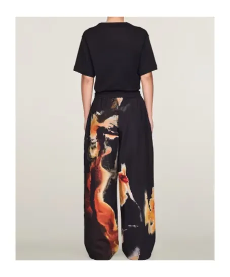 Graphic Print Wide-Leg Trousers