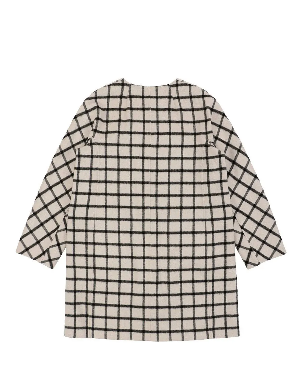 Round-Necked Plaid Coat