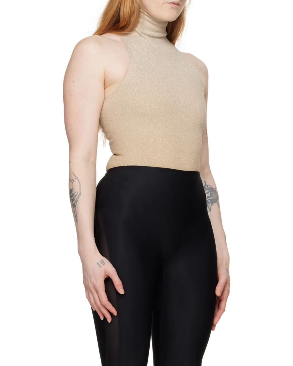 Lurex Ribbed-Knit Bodysuit