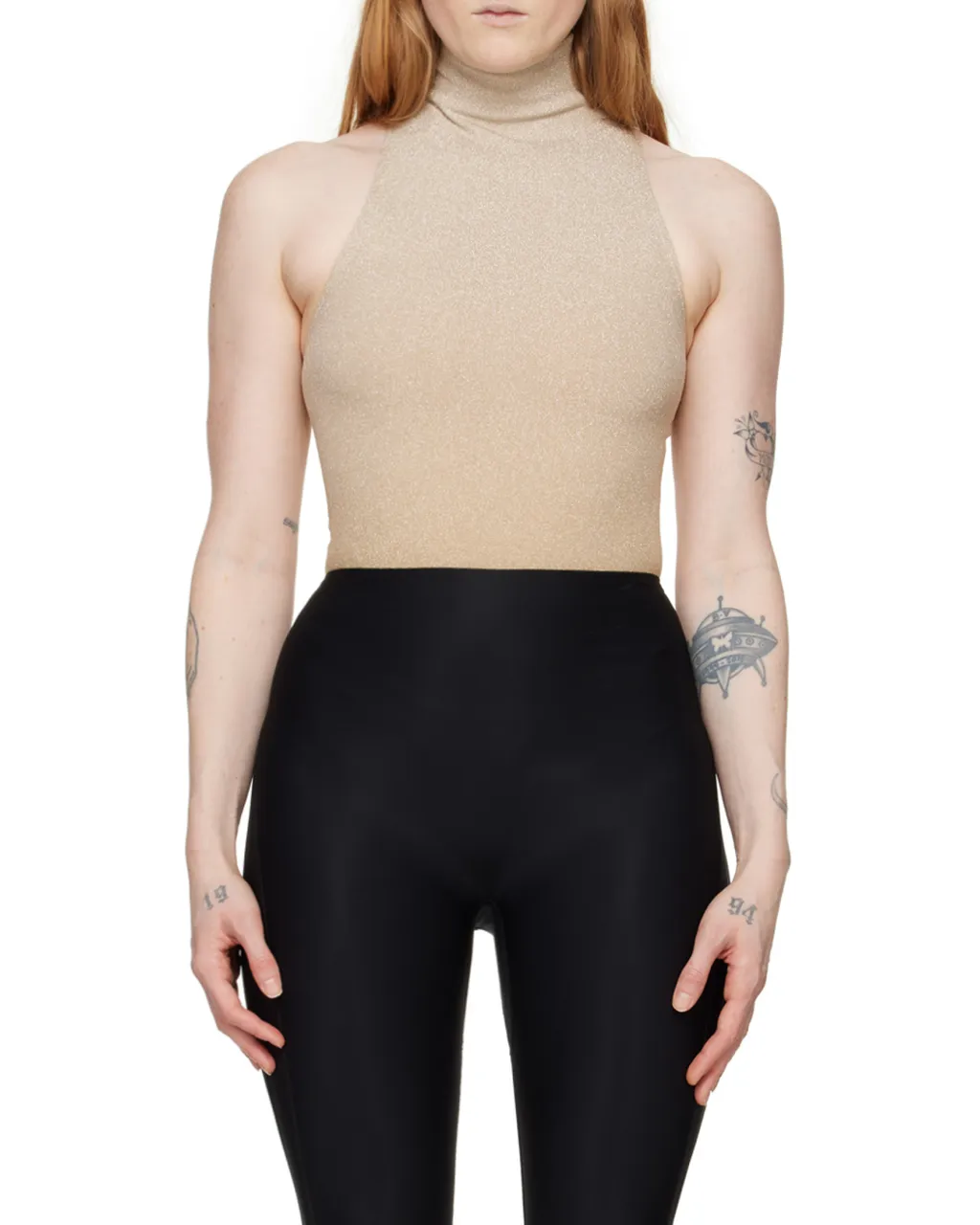 Lurex Ribbed-Knit Bodysuit
