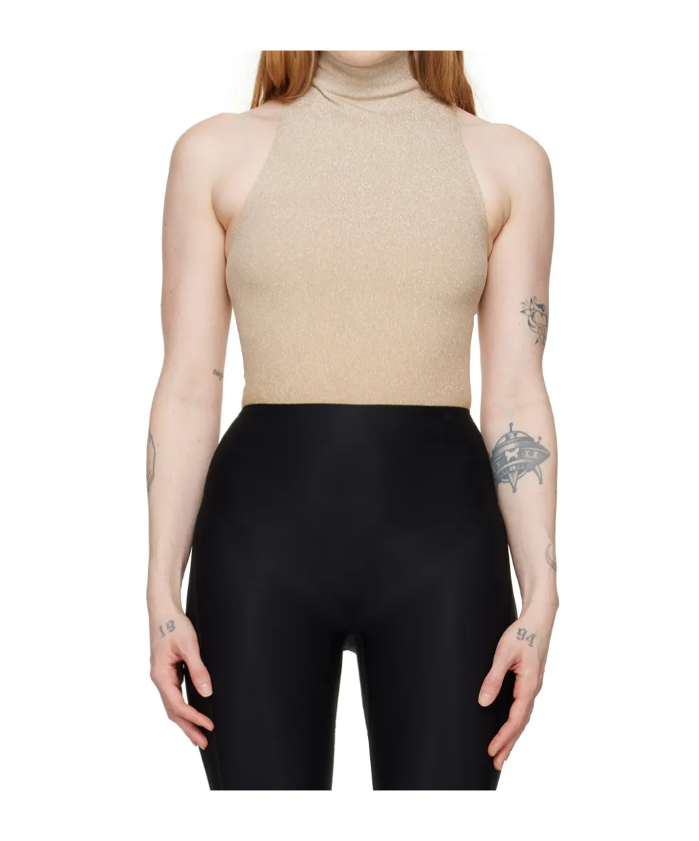 Lurex Ribbed-Knit Bodysuit