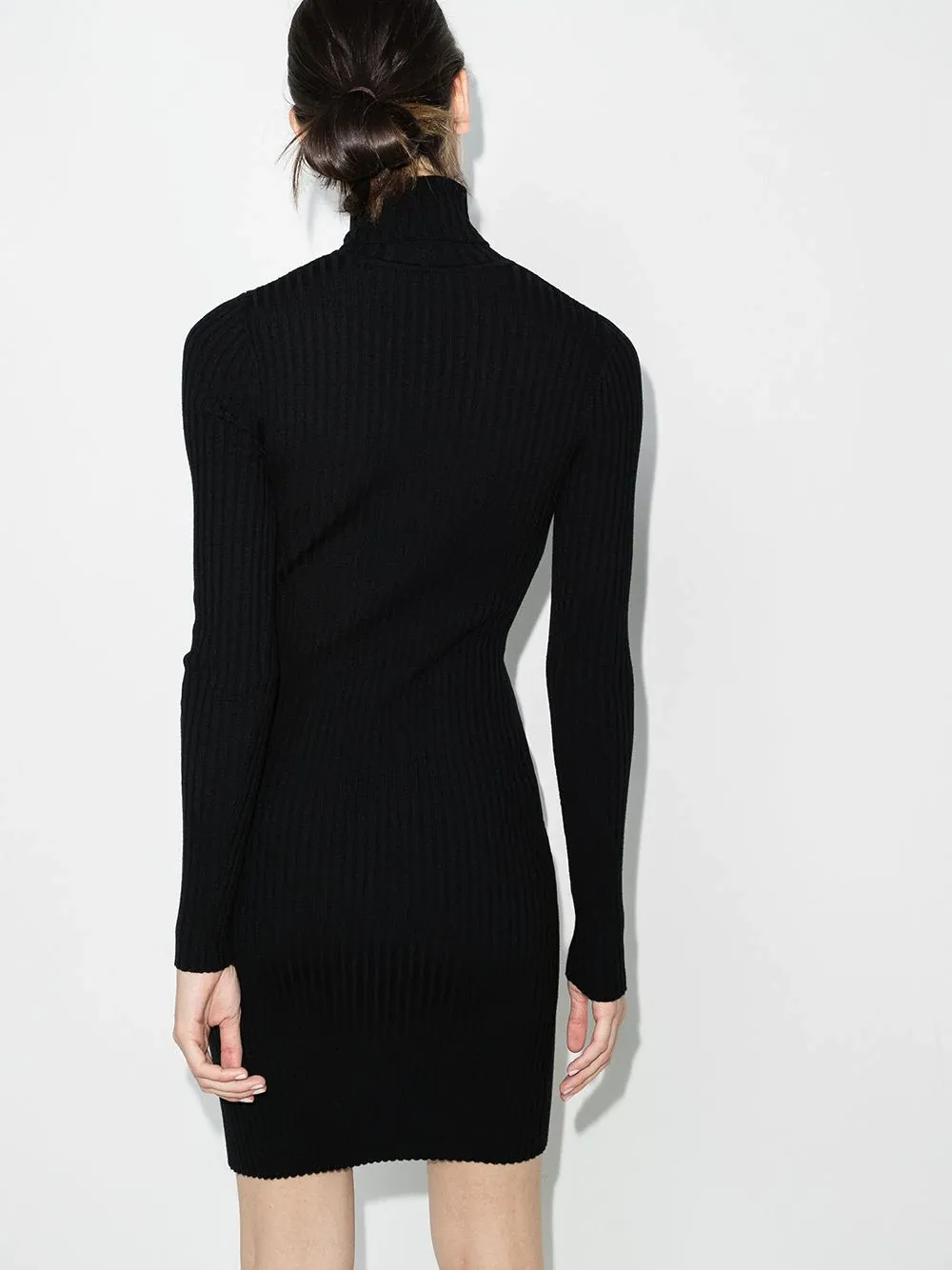 Ribbed Knit Long-Sleeved Mini Dress