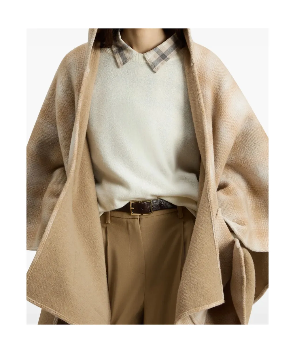 Hooded Plaid Cape