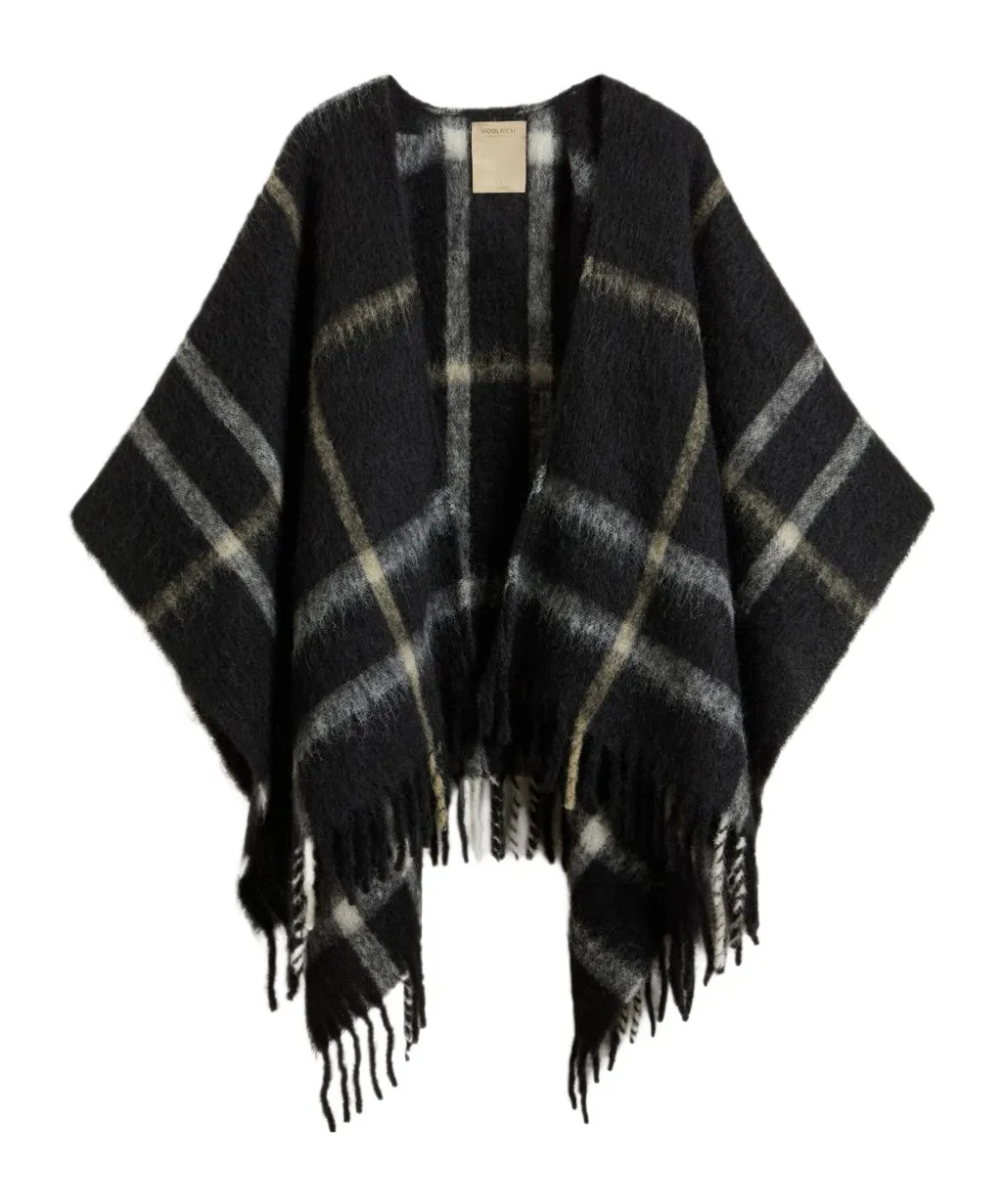 Checked Cape With Fringes