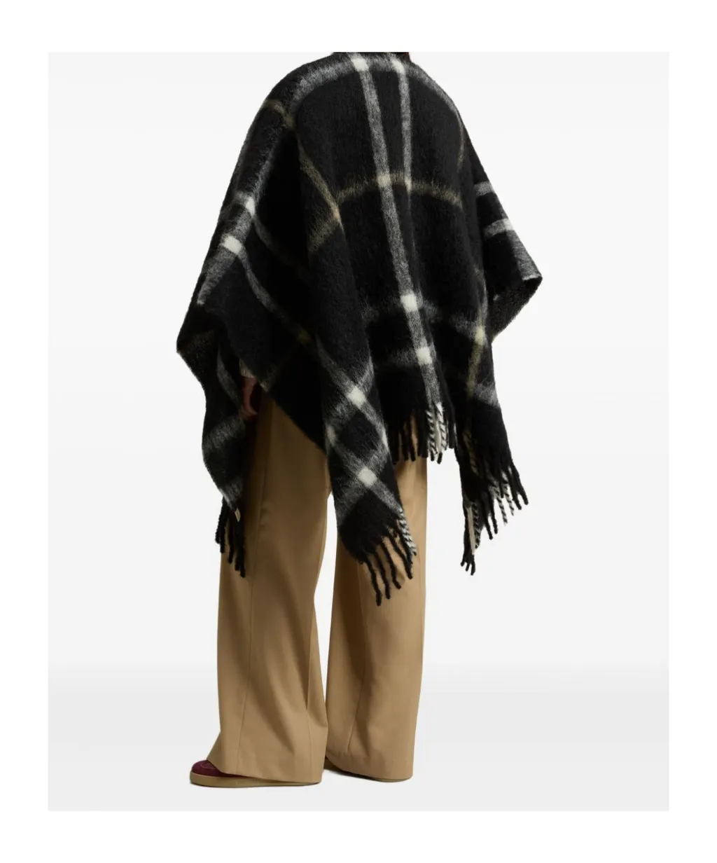 Checked Cape With Fringes